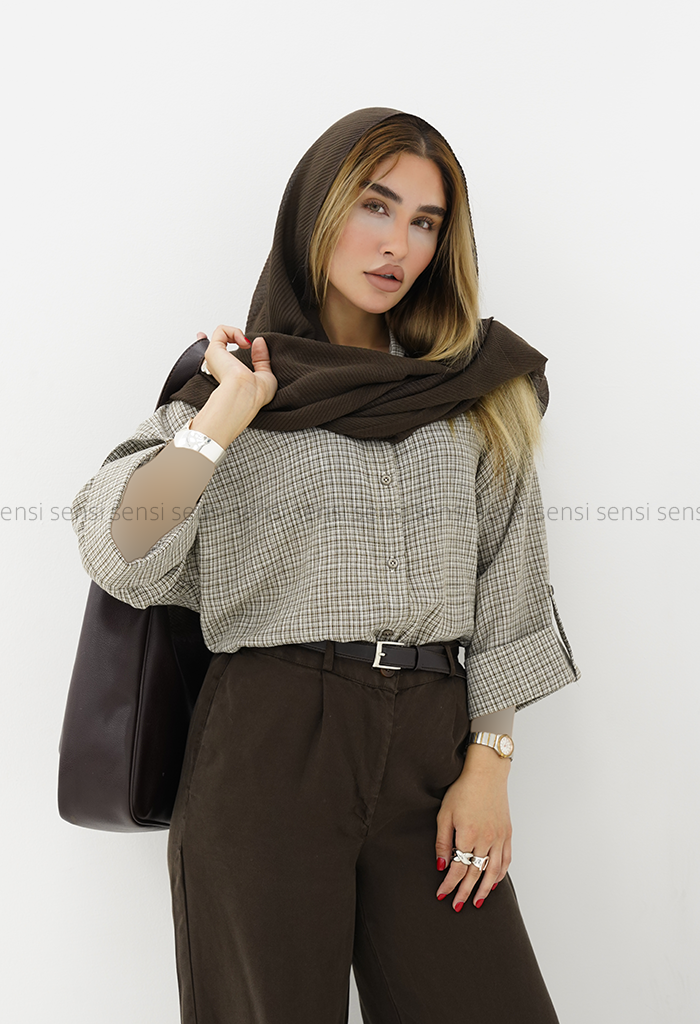 شومیز زنانه-لینن راه راه پاکتی کد1006283